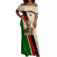 Jomo Kenyatta Off Shoulder Maxi Dress Uhuru and Kenyan Heritage Quote Tribute - Wonder Print Shop