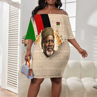 Jomo Kenyatta Off Shoulder Short Dress Uhuru and Kenyan Heritage Quote Tribute - Wonder Print Shop