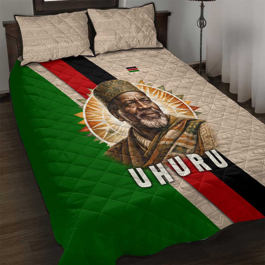Jomo Kenyatta Quilt Bed Set Uhuru and Kenyan Heritage Quote Tribute - Wonder Print Shop