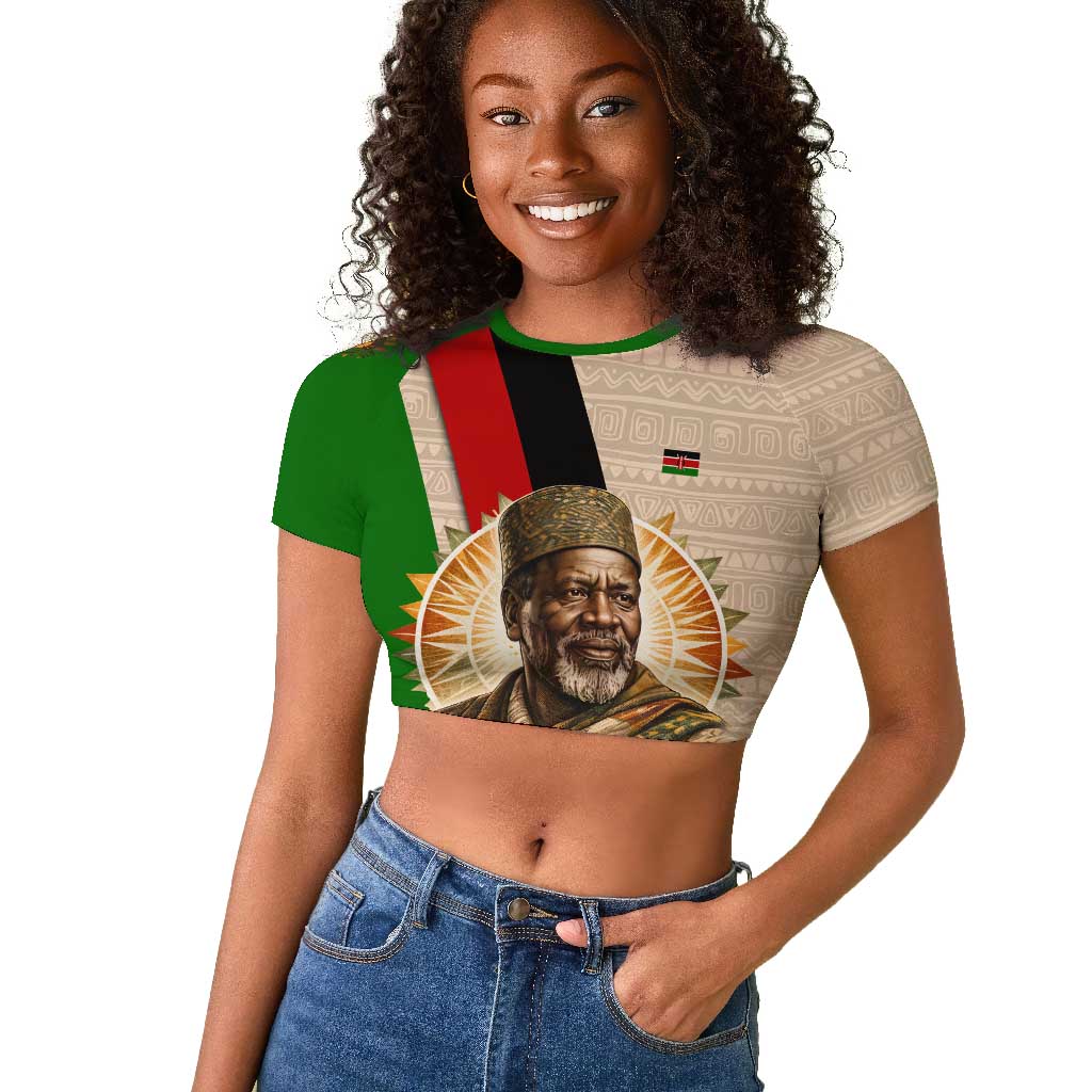Jomo Kenyatta Raglan Cropped T shirt Uhuru and Kenyan Heritage Quote Tribute - Wonder Print Shop