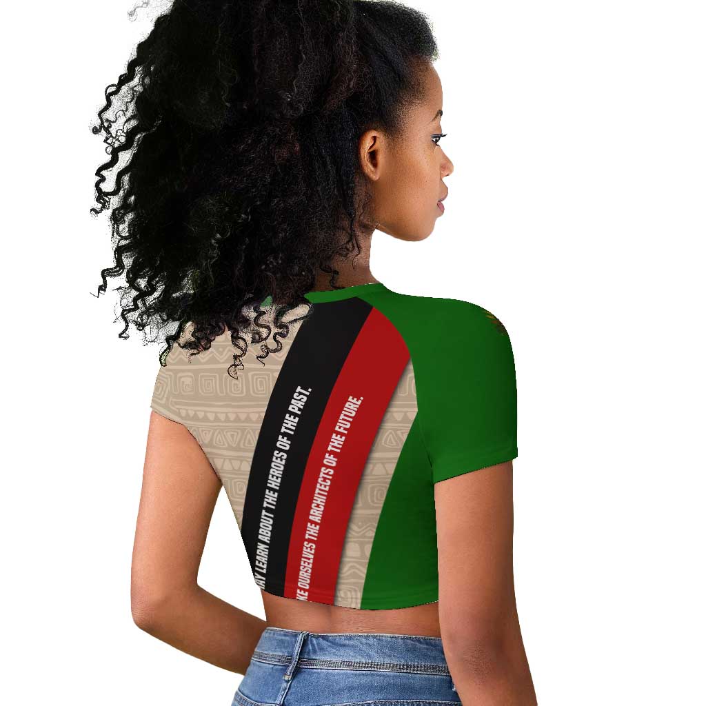 Jomo Kenyatta Raglan Cropped T shirt Uhuru and Kenyan Heritage Quote Tribute - Wonder Print Shop