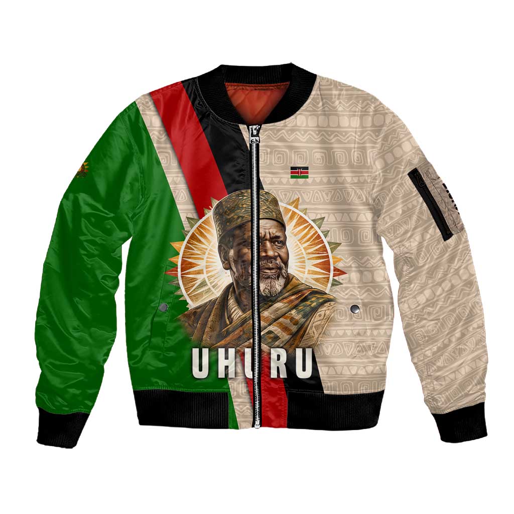 Jomo Kenyatta Sleeve Zip Bomber Jacket Uhuru and Kenyan Heritage Quote Tribute - Wonder Print Shop