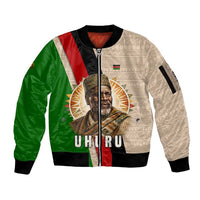 Jomo Kenyatta Sleeve Zip Bomber Jacket Uhuru and Kenyan Heritage Quote Tribute - Wonder Print Shop