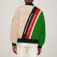 Jomo Kenyatta Sleeve Zip Bomber Jacket Uhuru and Kenyan Heritage Quote Tribute - Wonder Print Shop