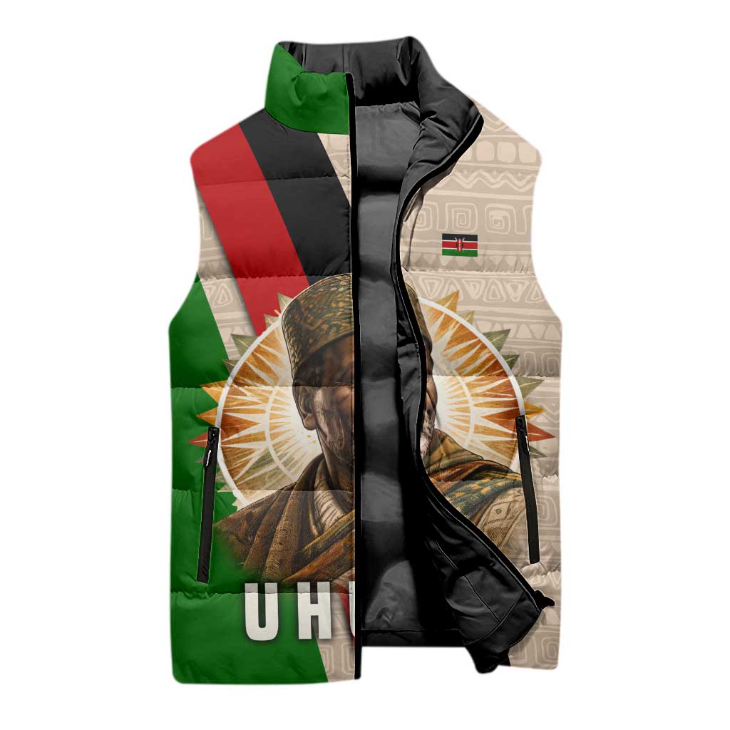 Jomo Kenyatta Sleeveless Puffer Jacket Uhuru and Kenyan Heritage Quote Tribute - Wonder Print Shop