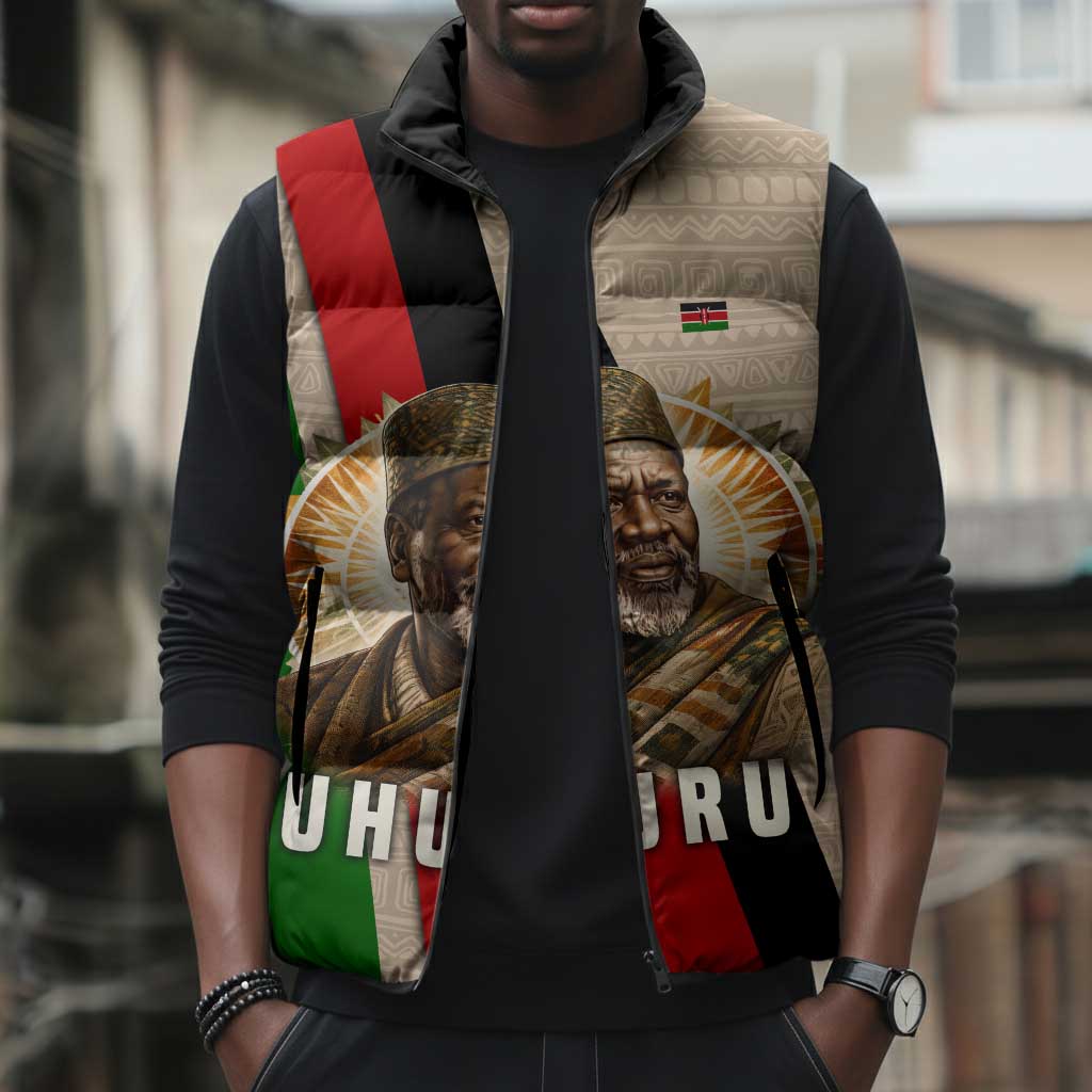 Jomo Kenyatta Sleeveless Puffer Jacket Uhuru and Kenyan Heritage Quote Tribute - Wonder Print Shop