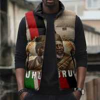 Jomo Kenyatta Sleeveless Puffer Jacket Uhuru and Kenyan Heritage Quote Tribute - Wonder Print Shop