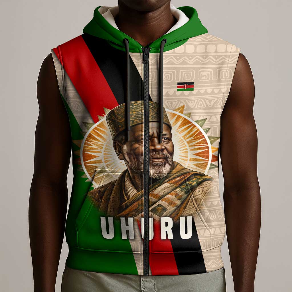 Jomo Kenyatta Sleeveless Zip Hoodie Uhuru and Kenyan Heritage Quote Tribute - Wonder Print Shop