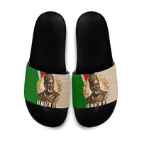 Jomo Kenyatta Slide Sandals Uhuru and Kenyan Heritage Quote Tribute - Wonder Print Shop