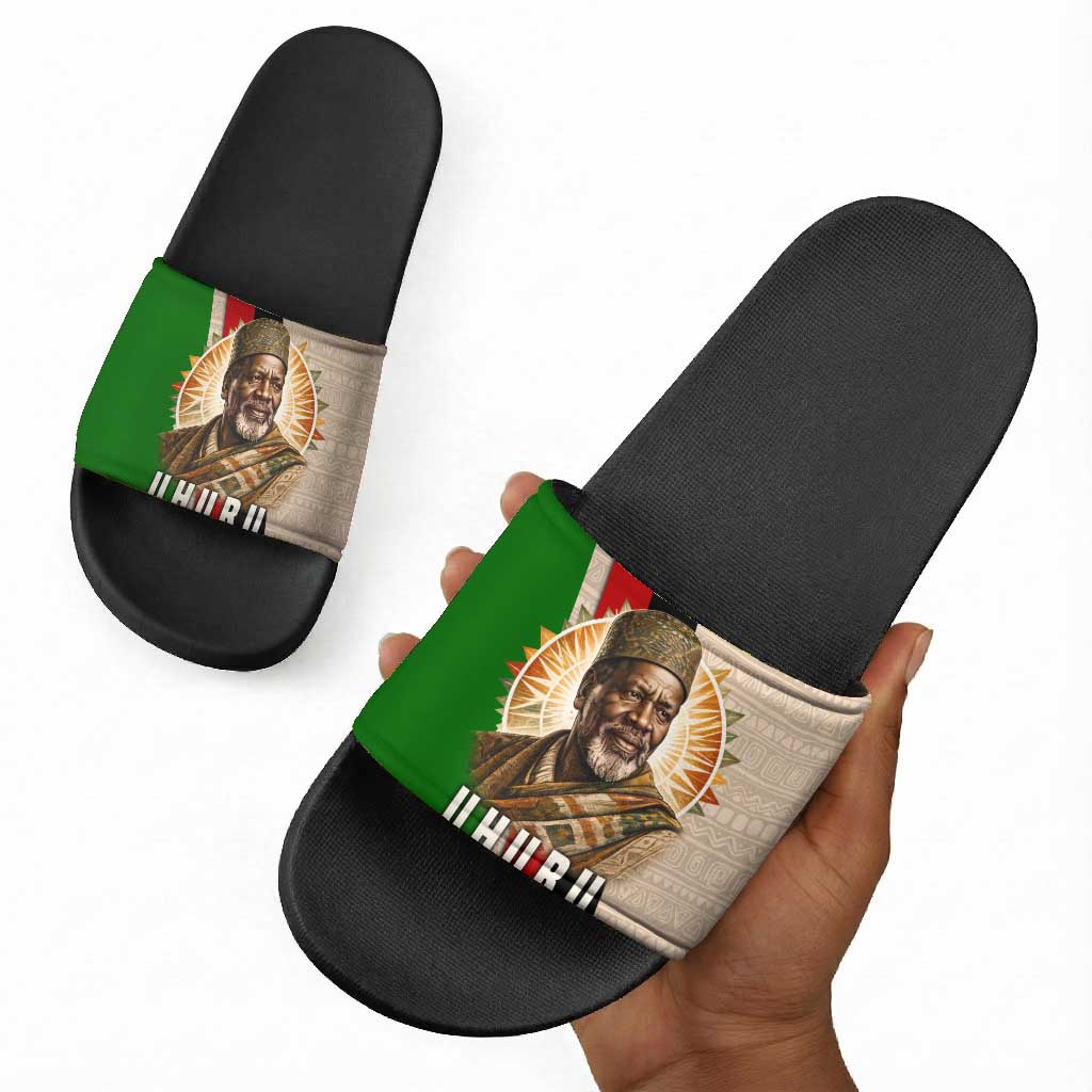Jomo Kenyatta Slide Sandals Uhuru and Kenyan Heritage Quote Tribute - Wonder Print Shop