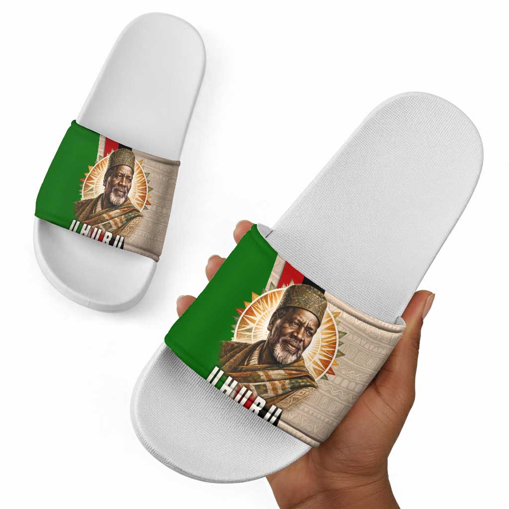Jomo Kenyatta Slide Sandals Uhuru and Kenyan Heritage Quote Tribute - Wonder Print Shop