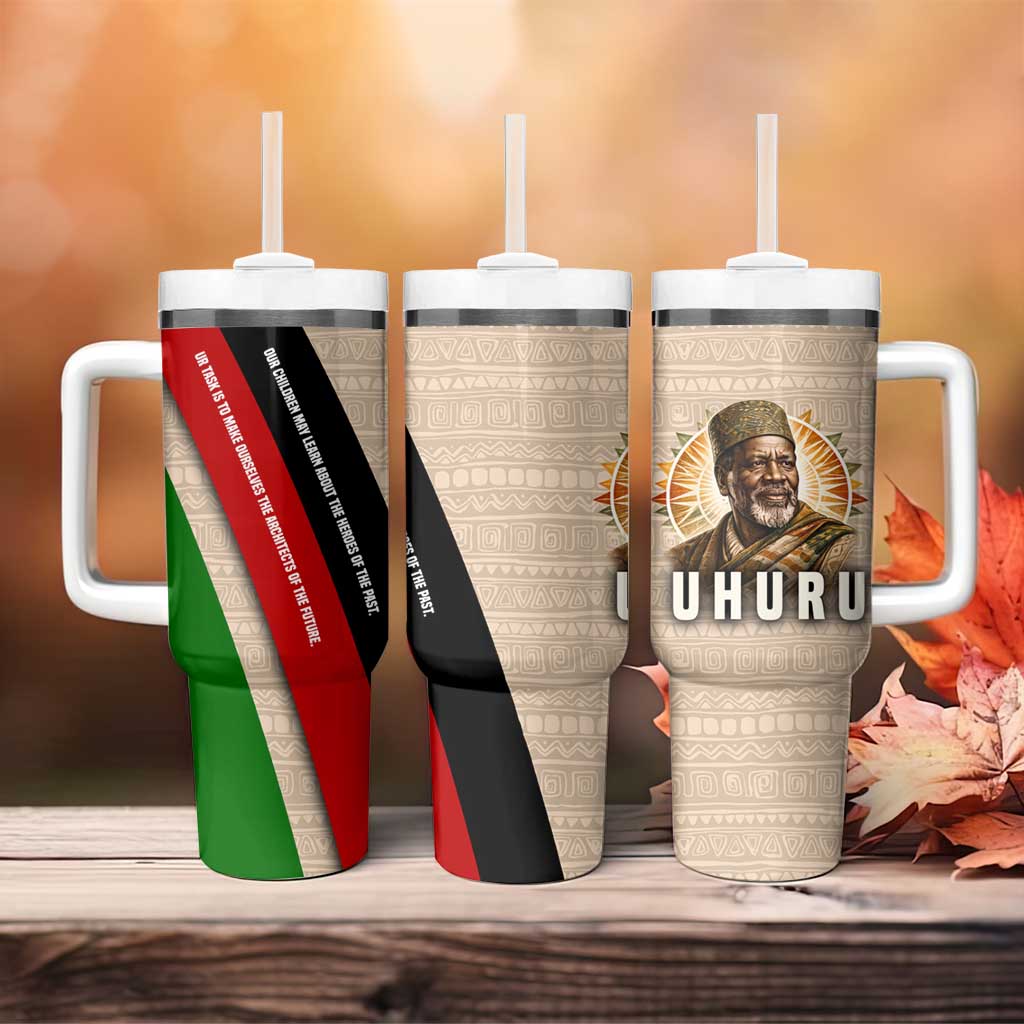 Jomo Kenyatta Tumbler With Handle Uhuru and Kenyan Heritage Quote Tribute - Wonder Print Shop