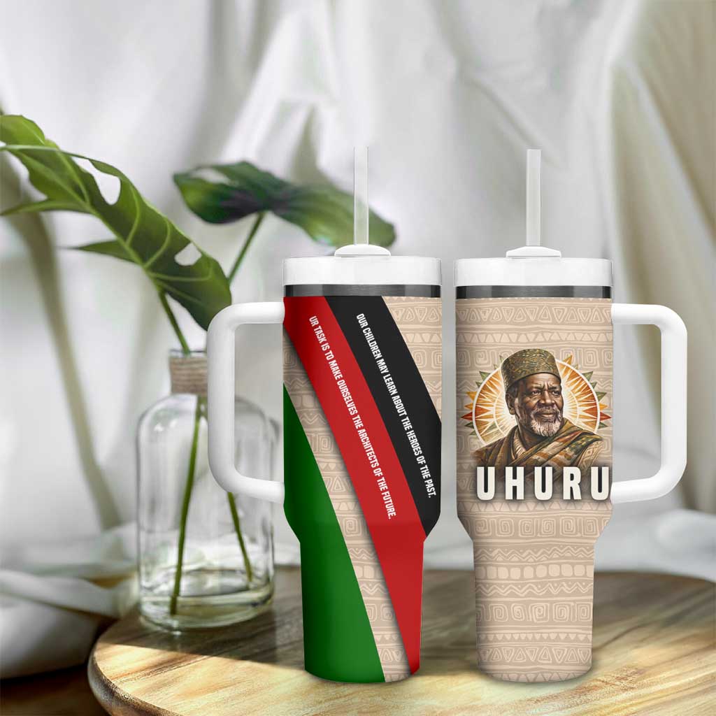 Jomo Kenyatta Tumbler With Handle Uhuru and Kenyan Heritage Quote Tribute - Wonder Print Shop