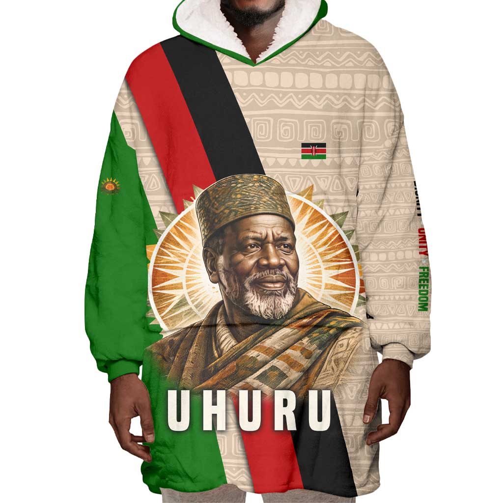 Jomo Kenyatta Wearable Blanket Hoodie Uhuru and Kenyan Heritage Quote Tribute - Wonder Print Shop