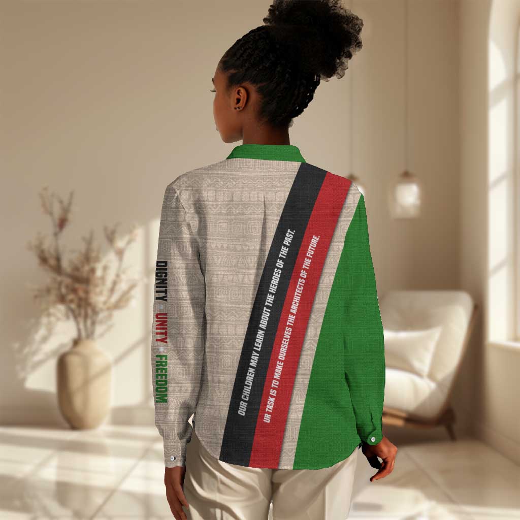 Jomo Kenyatta Women Casual Shirt Uhuru and Kenyan Heritage Quote Tribute - Wonder Print Shop