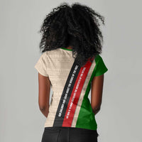 Jomo Kenyatta Women V-Neck T-Shirt Uhuru and Kenyan Heritage Quote Tribute - Wonder Print Shop