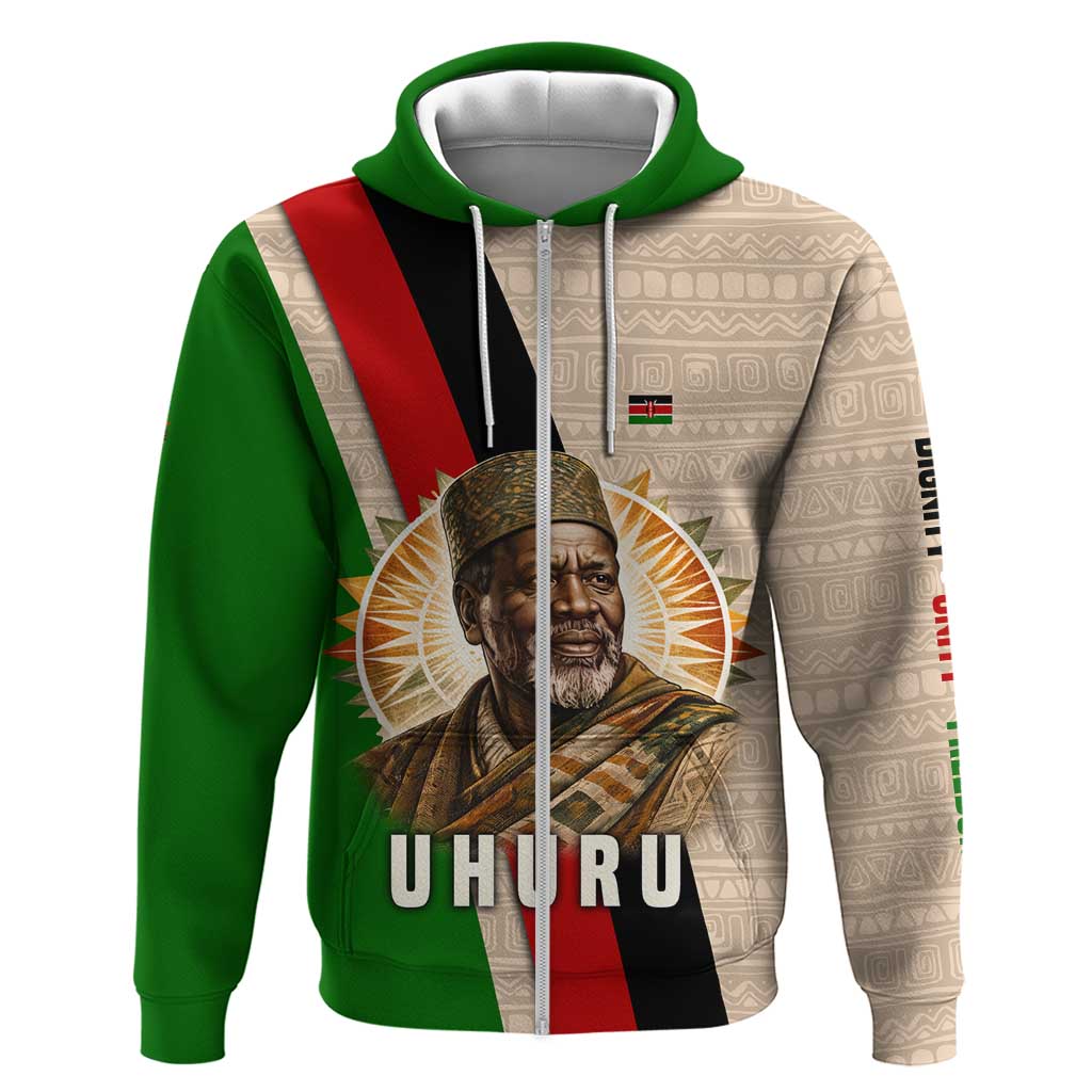 Jomo Kenyatta Zip Hoodie Uhuru and Kenyan Heritage Quote Tribute - Wonder Print Shop