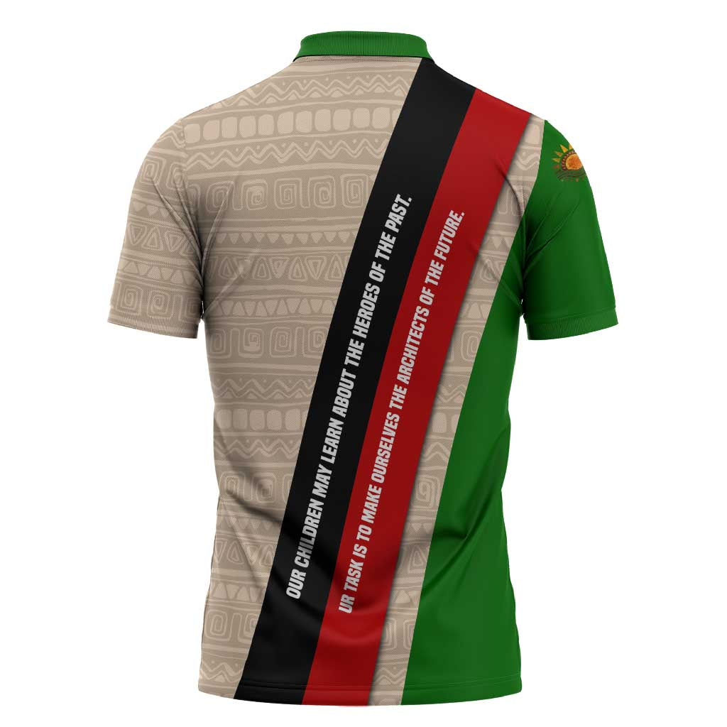 Jomo Kenyatta Zipper Polo Shirt Uhuru and Kenyan Heritage Quote Tribute - Wonder Print Shop