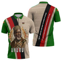 Jomo Kenyatta Zipper Polo Shirt Uhuru and Kenyan Heritage Quote Tribute - Wonder Print Shop