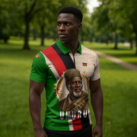 Jomo Kenyatta Zipper Polo Shirt Uhuru and Kenyan Heritage Quote Tribute - Wonder Print Shop