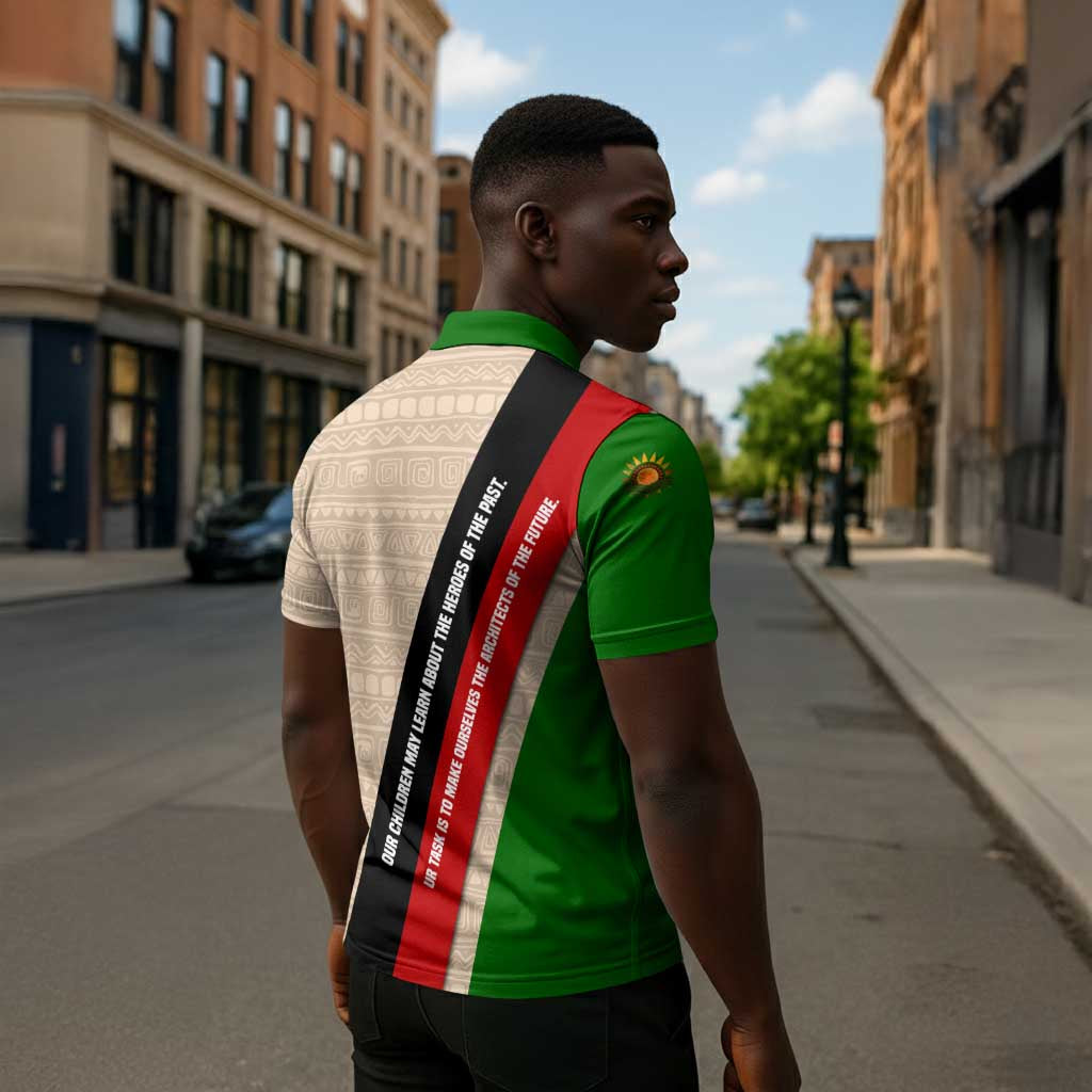 Jomo Kenyatta Zipper Polo Shirt Uhuru and Kenyan Heritage Quote Tribute - Wonder Print Shop