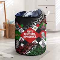 Jomo Kenyatta Laundry Basket with Roots Resistance Renaissance and Kenyan Patchwork Pattern Tribute - Wonder Print Shop