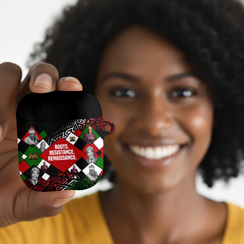 Jomo Kenyatta AirPods Case with Roots Resistance Renaissance and Kenyan Patchwork Pattern Tribute - Wonder Print Shop