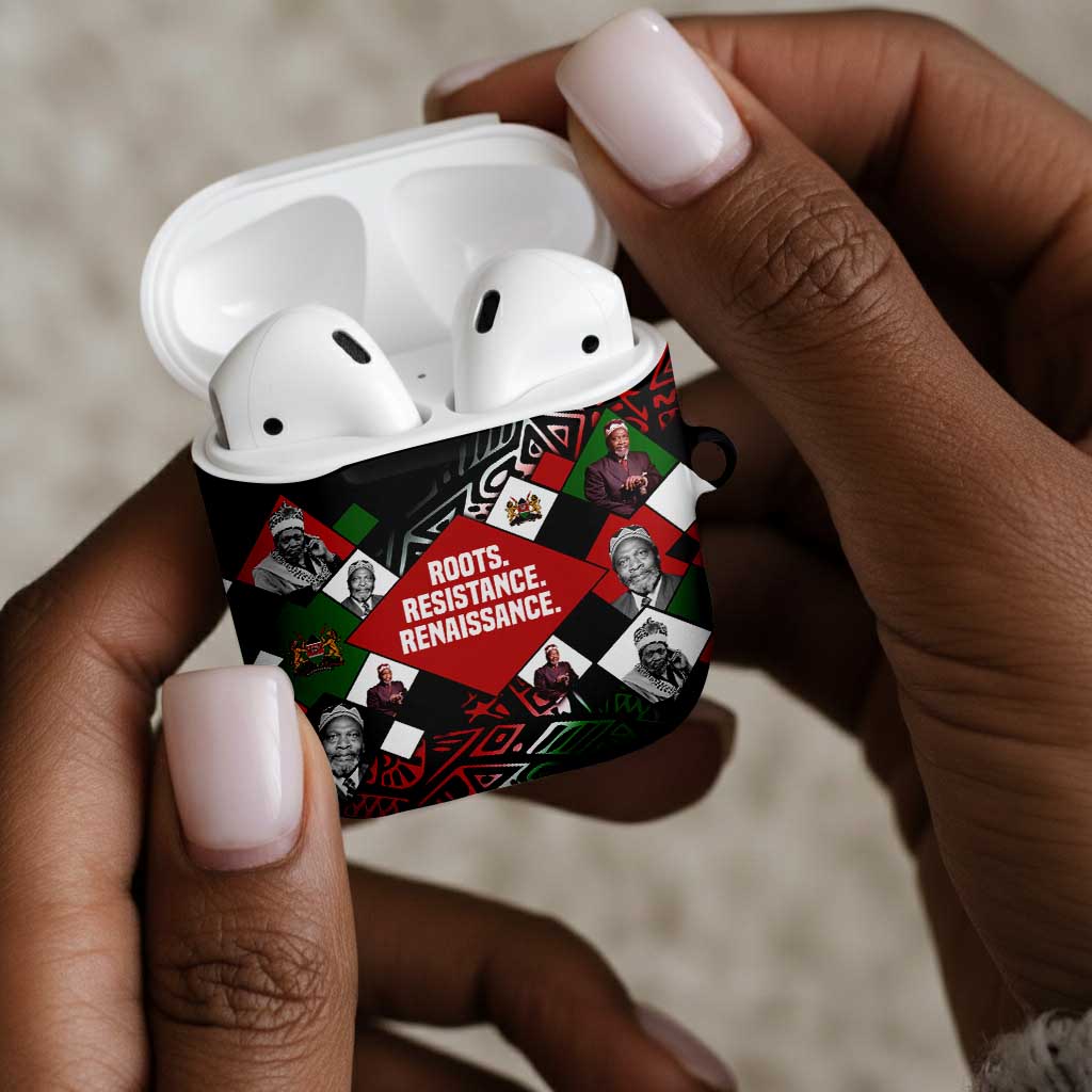 Jomo Kenyatta AirPods Case with Roots Resistance Renaissance and Kenyan Patchwork Pattern Tribute - Wonder Print Shop