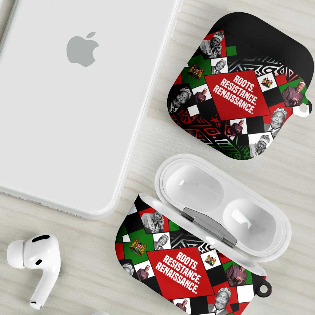 Jomo Kenyatta AirPods Case with Roots Resistance Renaissance and Kenyan Patchwork Pattern Tribute - Wonder Print Shop