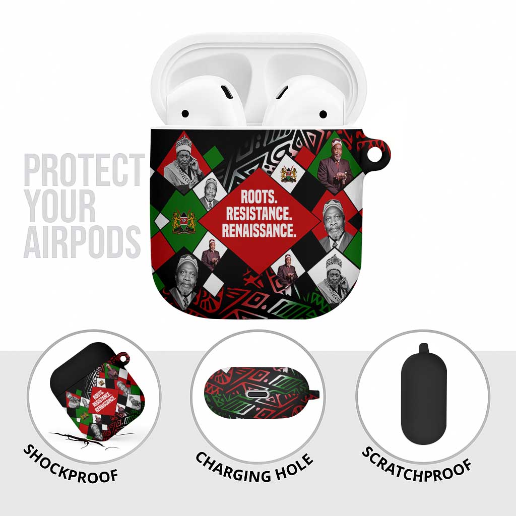Jomo Kenyatta AirPods Case with Roots Resistance Renaissance and Kenyan Patchwork Pattern Tribute - Wonder Print Shop