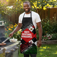 Jomo Kenyatta Apron with Roots Resistance Renaissance and Kenyan Patchwork Pattern Tribute - Wonder Print Shop