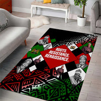 Jomo Kenyatta Area Rug with Roots Resistance Renaissance and Kenyan Patchwork Pattern Tribute - Wonder Print Shop