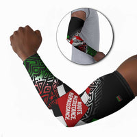 Jomo Kenyatta Arm Sleeves with Roots Resistance Renaissance and Kenyan Patchwork Pattern Tribute - Wonder Print Shop