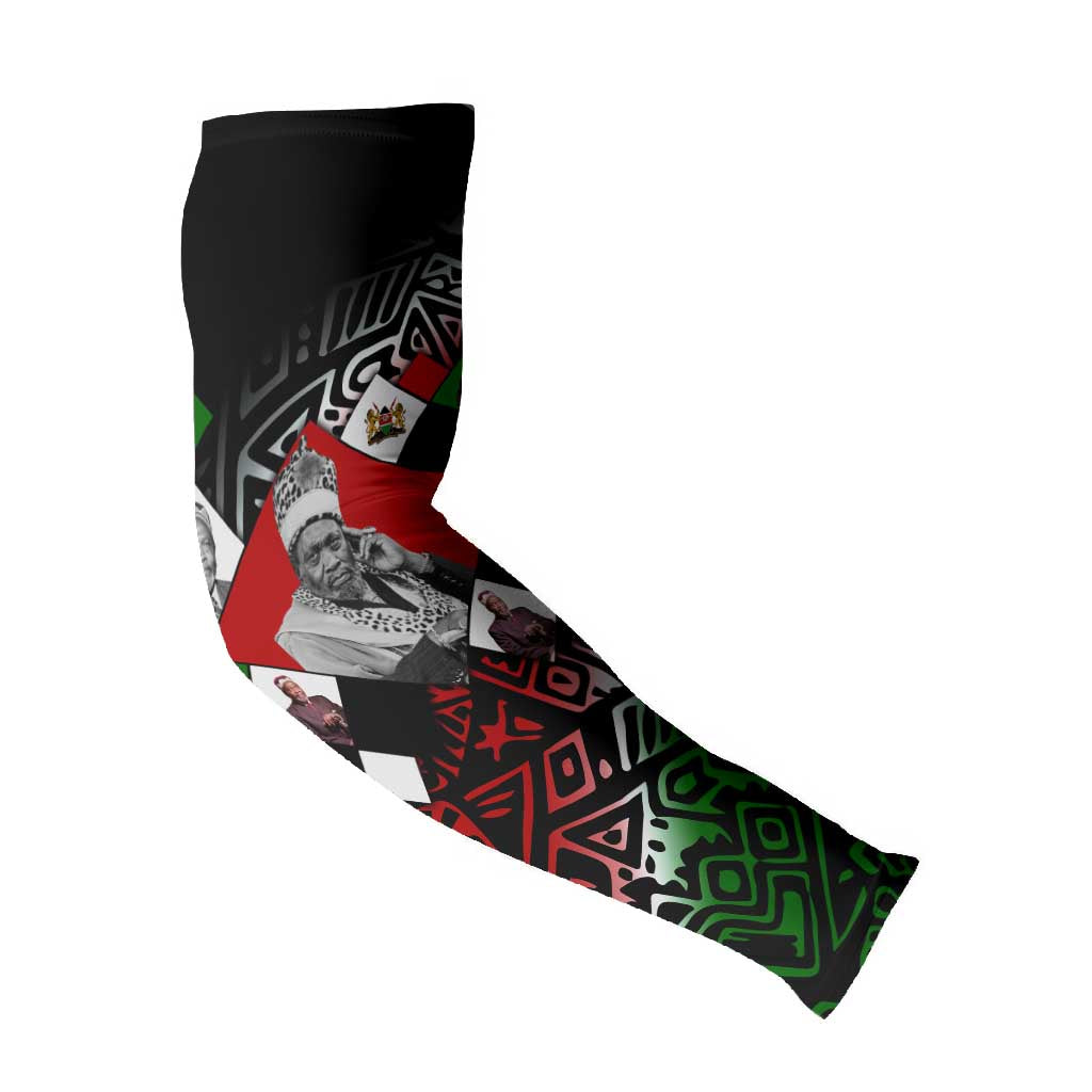 Jomo Kenyatta Arm Sleeves with Roots Resistance Renaissance and Kenyan Patchwork Pattern Tribute - Wonder Print Shop