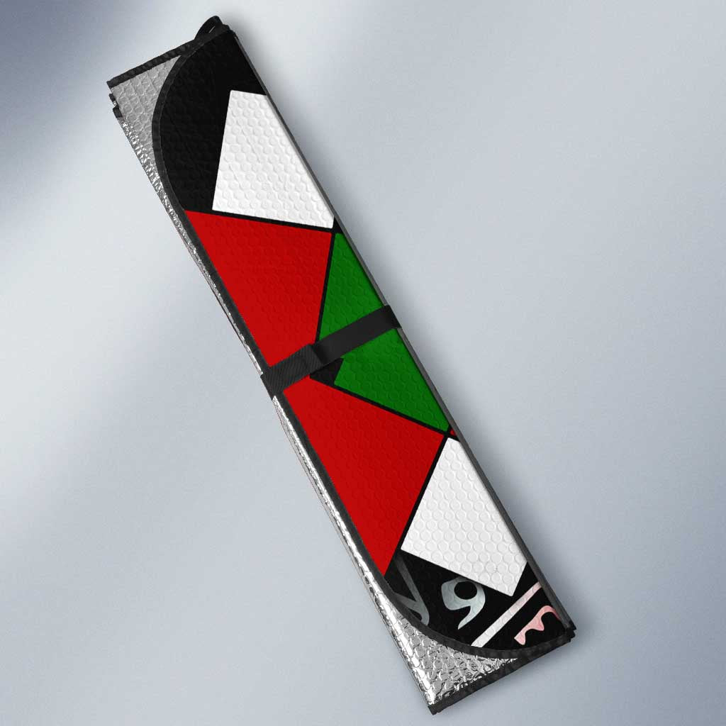 Jomo Kenyatta Auto Sun Shade with Roots Resistance Renaissance and Kenyan Patchwork Pattern Tribute - Wonder Print Shop