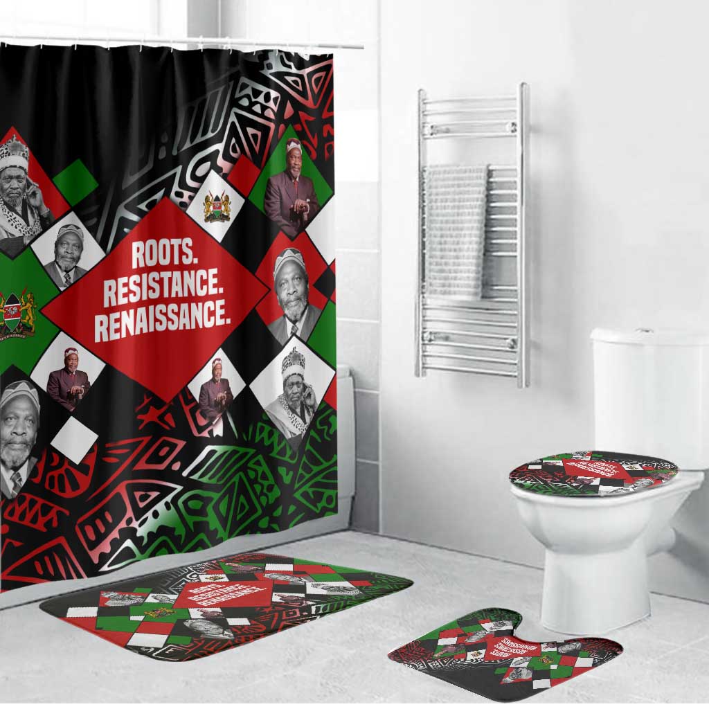 Jomo Kenyatta Bathroom Set with Roots Resistance Renaissance and Kenyan Patchwork Pattern Tribute - Wonder Print Shop