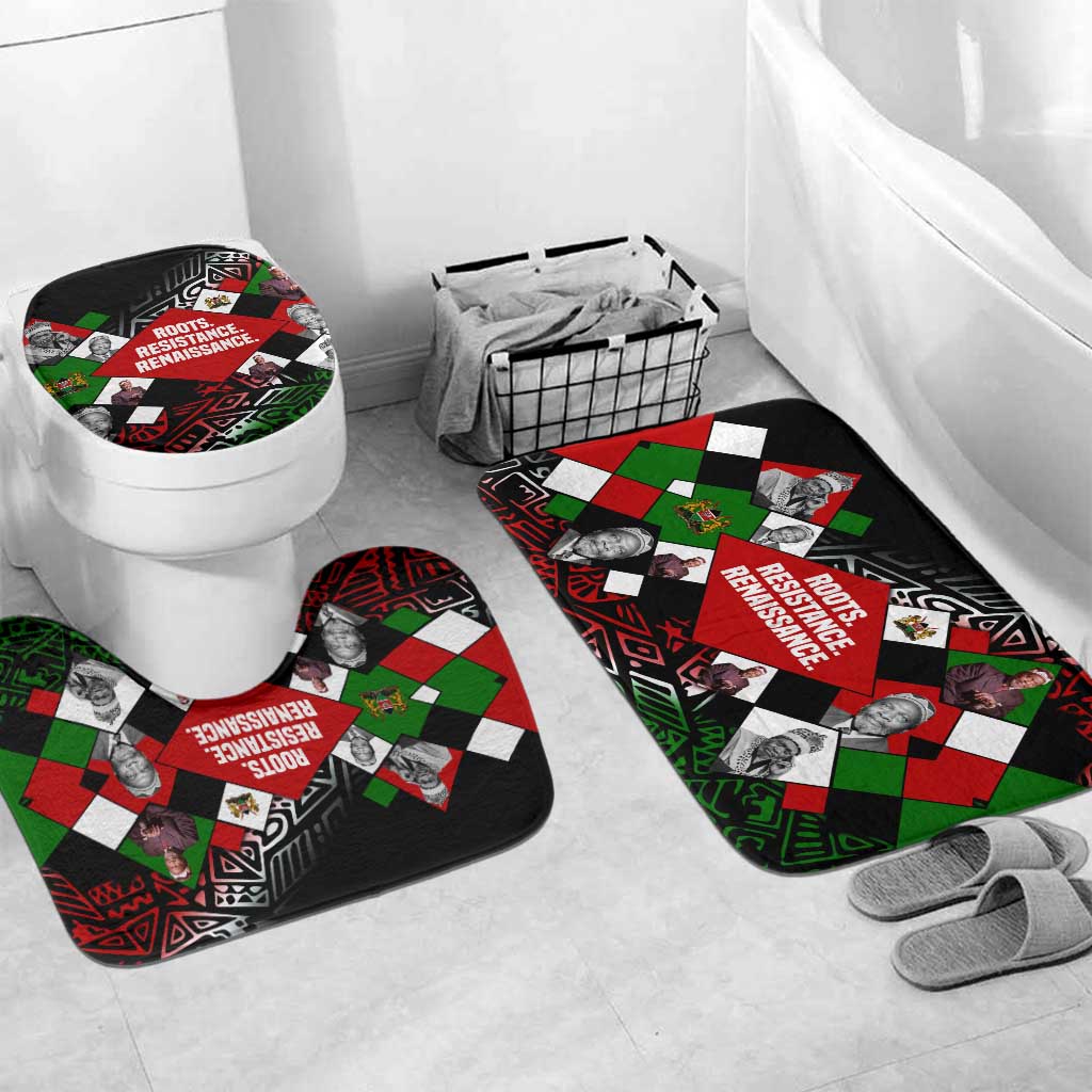 Jomo Kenyatta Bathroom Set with Roots Resistance Renaissance and Kenyan Patchwork Pattern Tribute - Wonder Print Shop