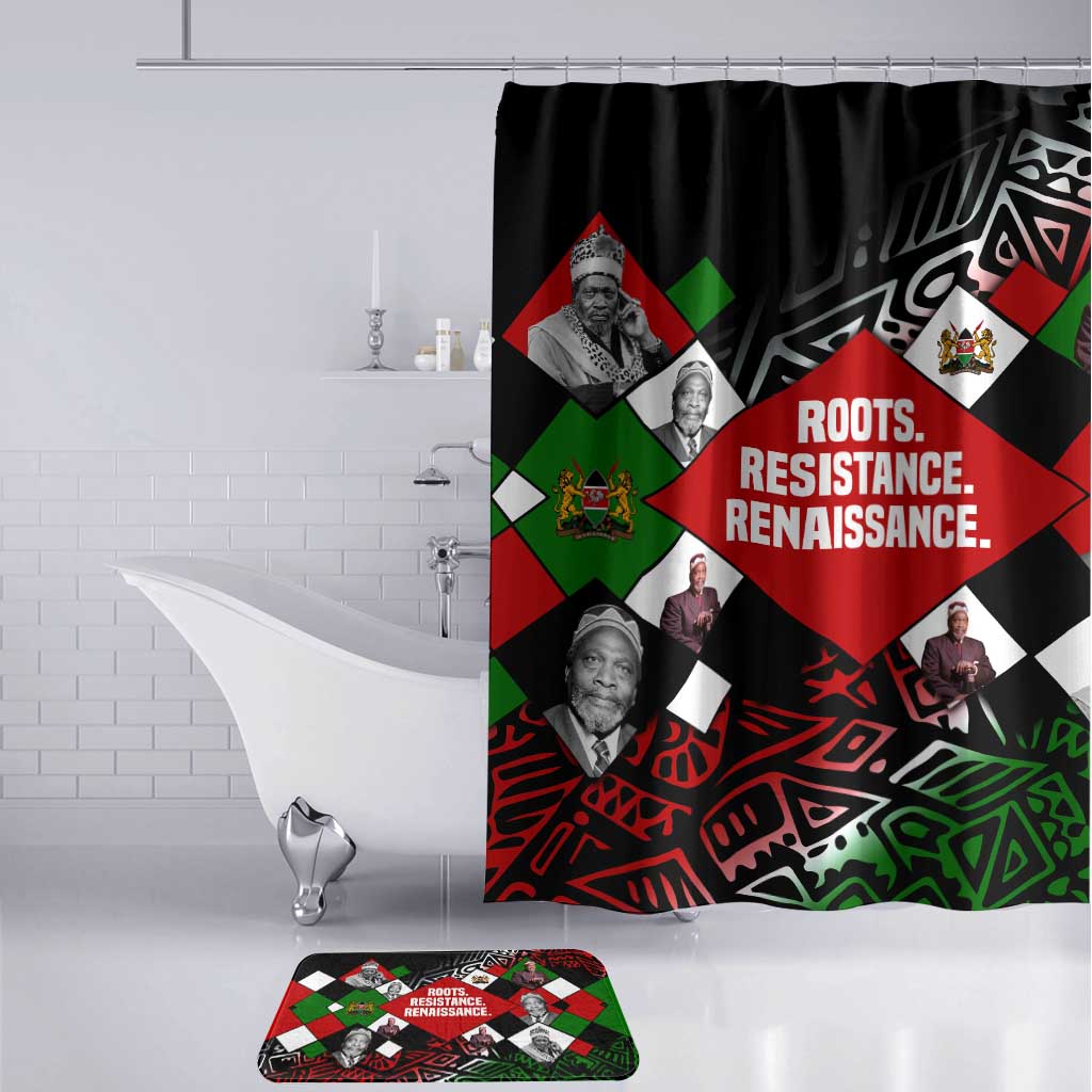 Jomo Kenyatta Bathroom Set with Roots Resistance Renaissance and Kenyan Patchwork Pattern Tribute - Wonder Print Shop