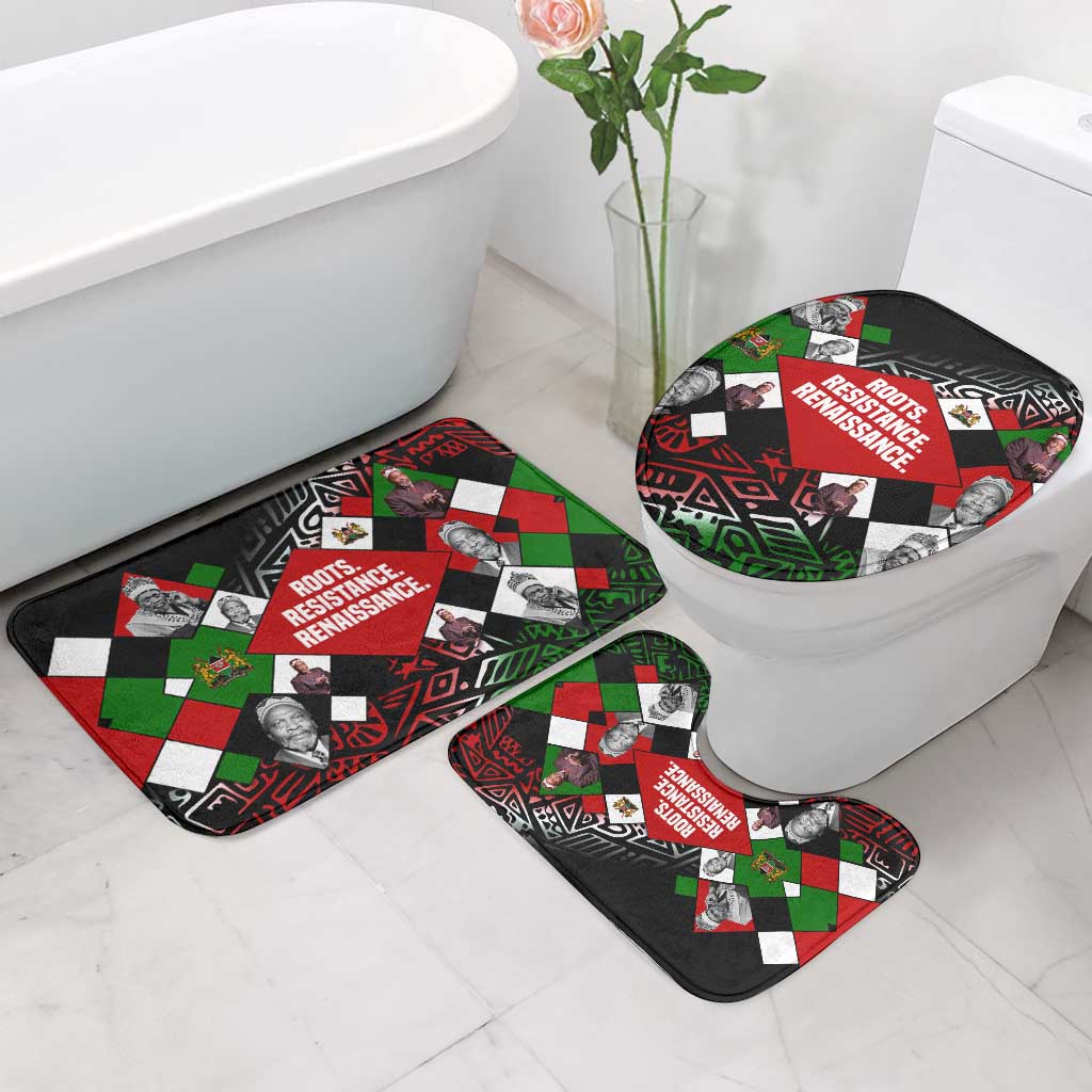 Jomo Kenyatta Bathroom Set with Roots Resistance Renaissance and Kenyan Patchwork Pattern Tribute - Wonder Print Shop