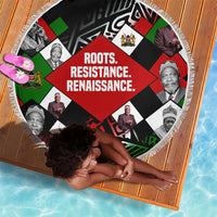 Jomo Kenyatta Beach Blanket with Roots Resistance Renaissance and Kenyan Patchwork Pattern Tribute - Wonder Print Shop