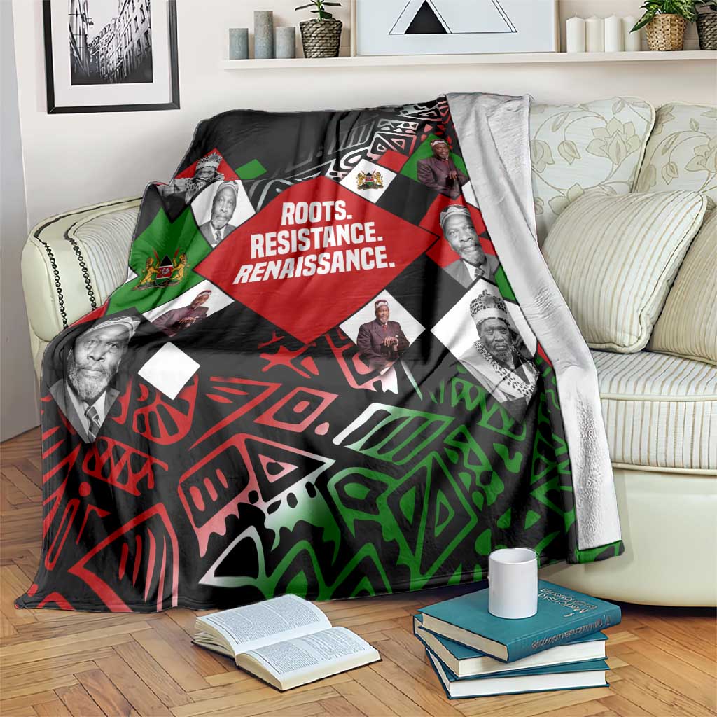 Jomo Kenyatta Blanket with Roots Resistance Renaissance and Kenyan Patchwork Pattern Tribute - Wonder Print Shop