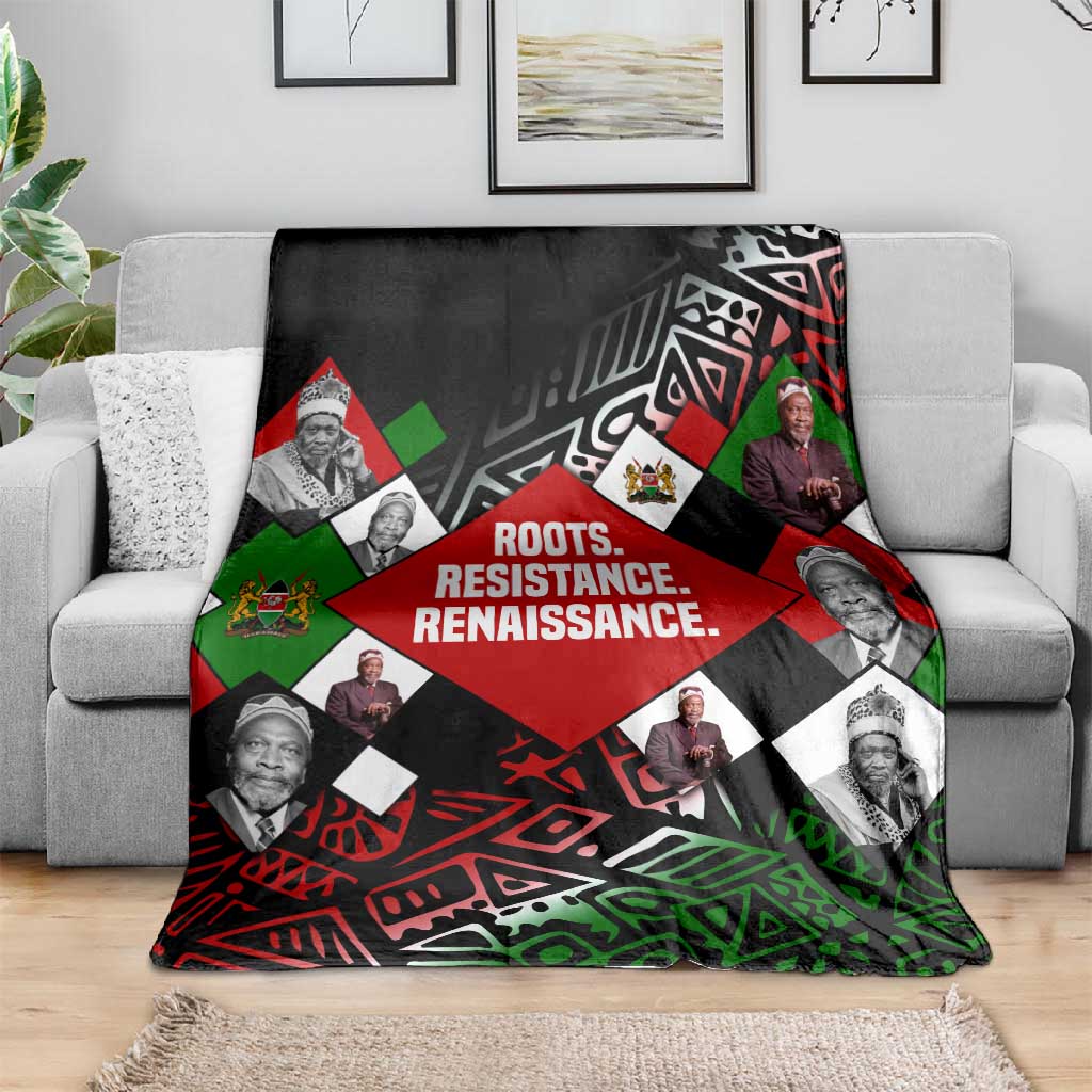 Jomo Kenyatta Blanket with Roots Resistance Renaissance and Kenyan Patchwork Pattern Tribute - Wonder Print Shop