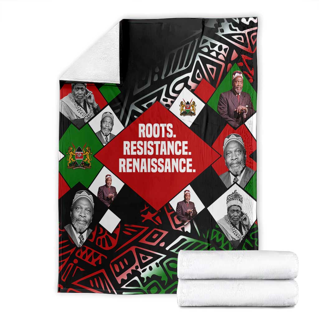 Jomo Kenyatta Blanket with Roots Resistance Renaissance and Kenyan Patchwork Pattern Tribute - Wonder Print Shop
