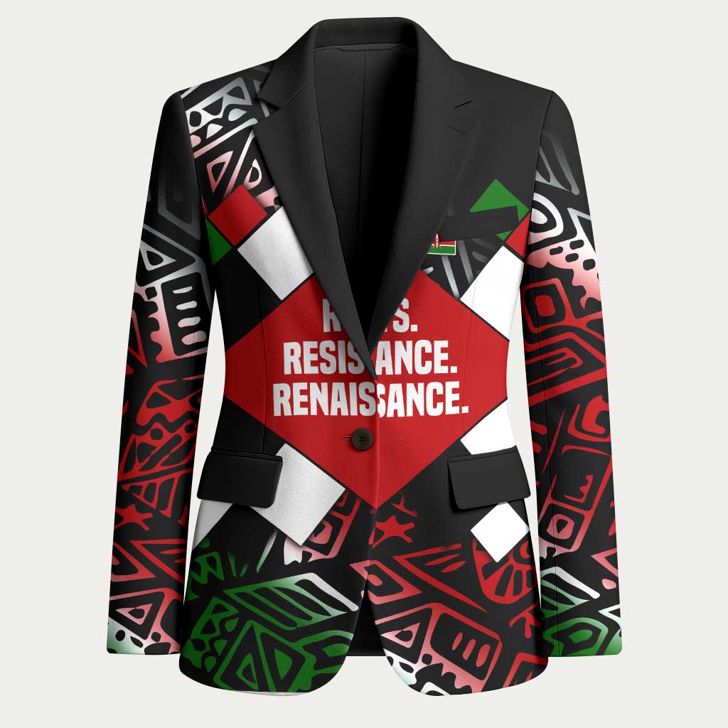 Jomo Kenyatta Blazer with Roots Resistance Renaissance and Kenyan Patchwork Pattern Tribute - Wonder Print Shop