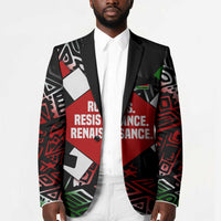 Jomo Kenyatta Blazer with Roots Resistance Renaissance and Kenyan Patchwork Pattern Tribute - Wonder Print Shop