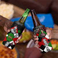 Jomo Kenyatta 4 in 1 Can Cooler Tumbler with Roots Resistance Renaissance and Kenyan Patchwork Pattern Tribute - Wonder Print Shop