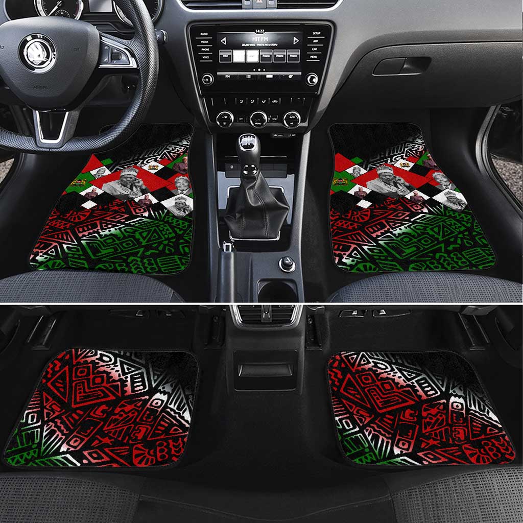 Jomo Kenyatta Car Mats with Roots Resistance Renaissance and Kenyan Patchwork Pattern Tribute - Wonder Print Shop