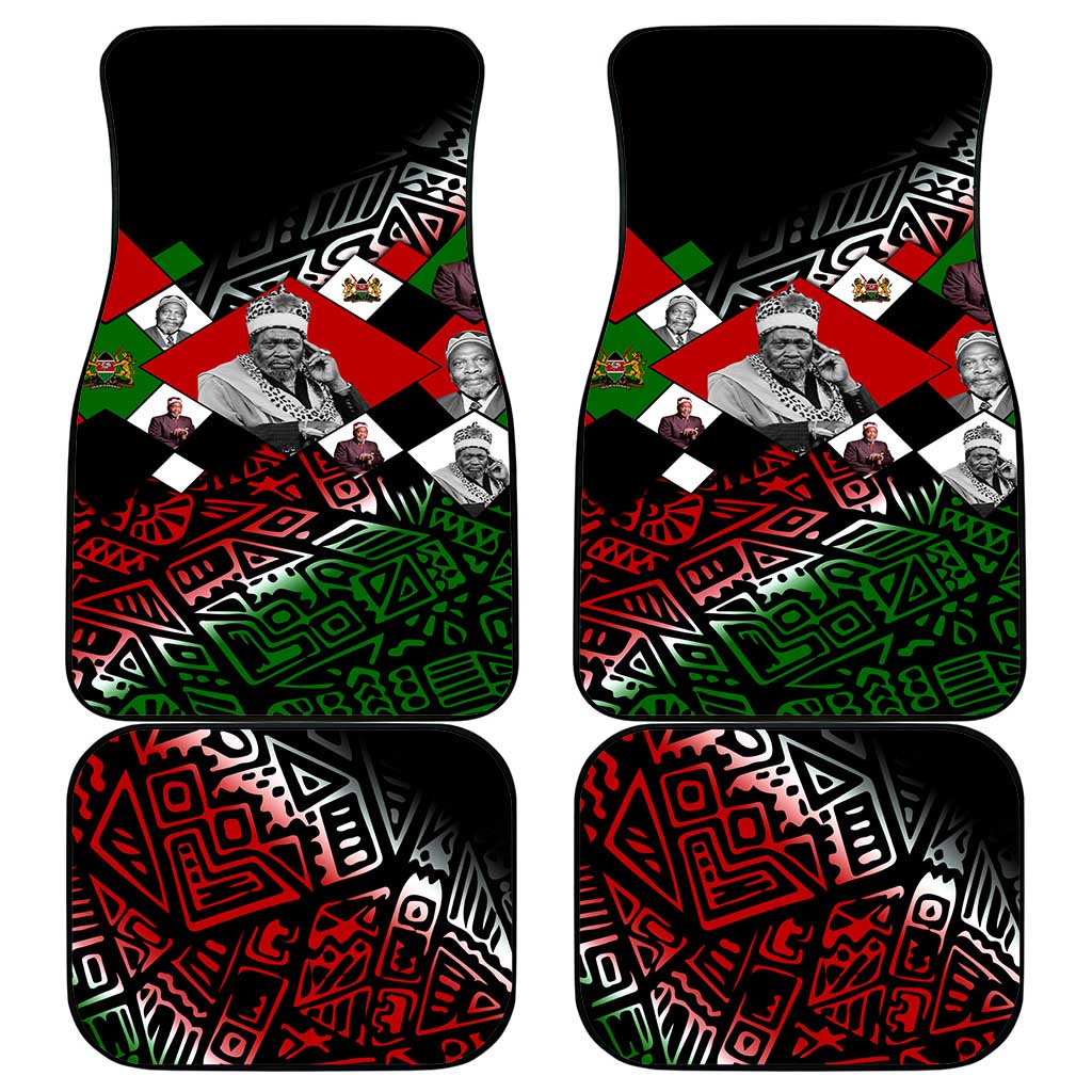 Jomo Kenyatta Car Mats with Roots Resistance Renaissance and Kenyan Patchwork Pattern Tribute - Wonder Print Shop