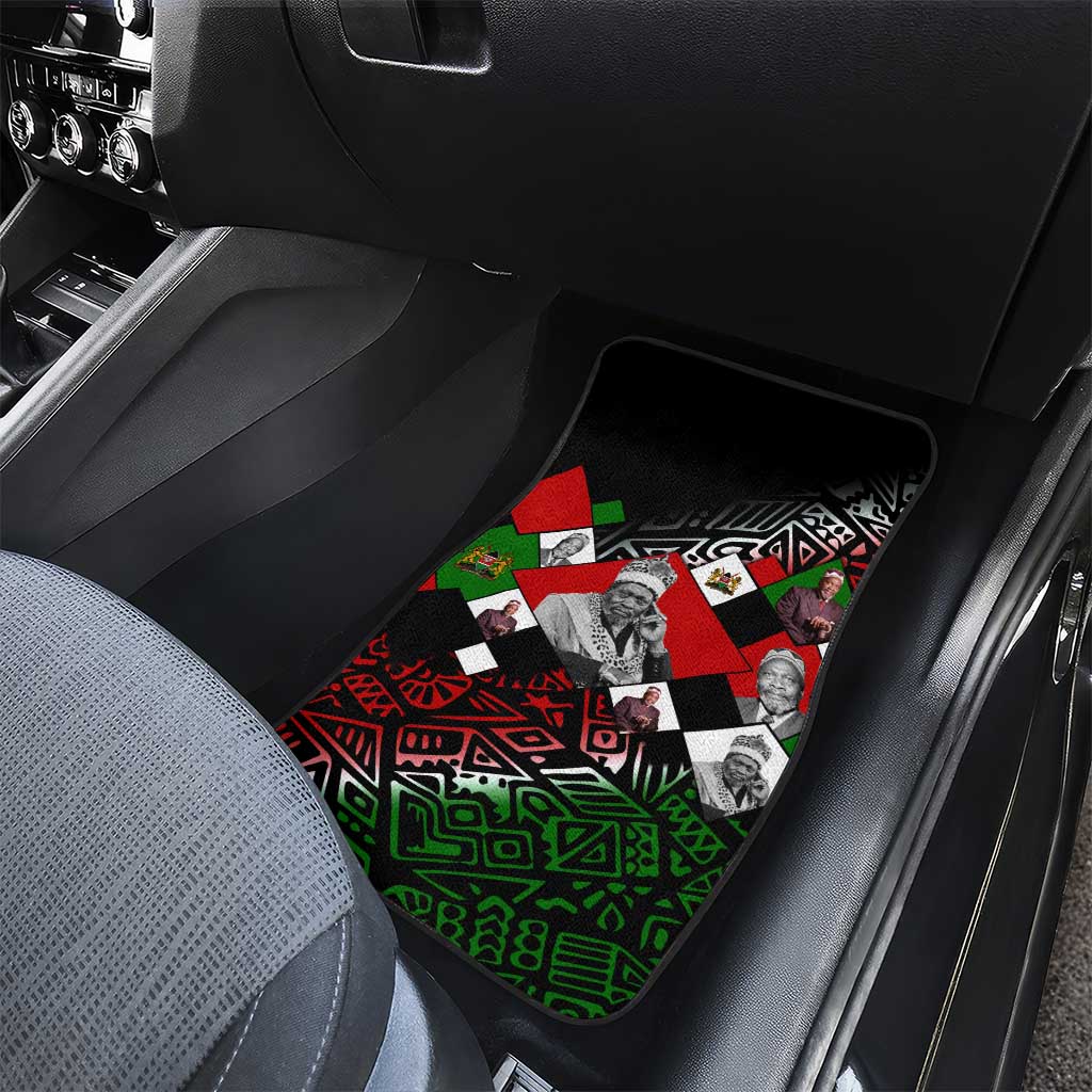 Jomo Kenyatta Car Mats with Roots Resistance Renaissance and Kenyan Patchwork Pattern Tribute - Wonder Print Shop