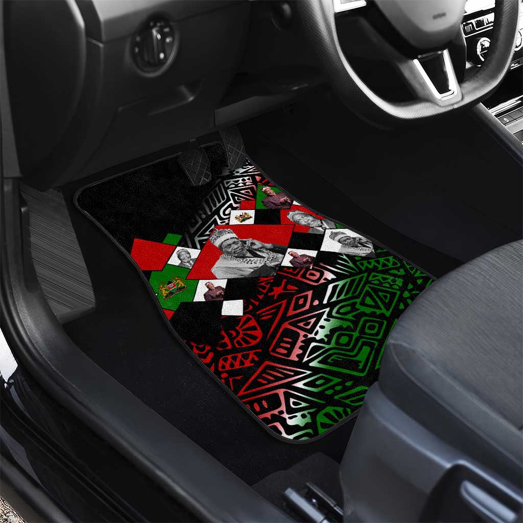 Jomo Kenyatta Car Mats with Roots Resistance Renaissance and Kenyan Patchwork Pattern Tribute - Wonder Print Shop